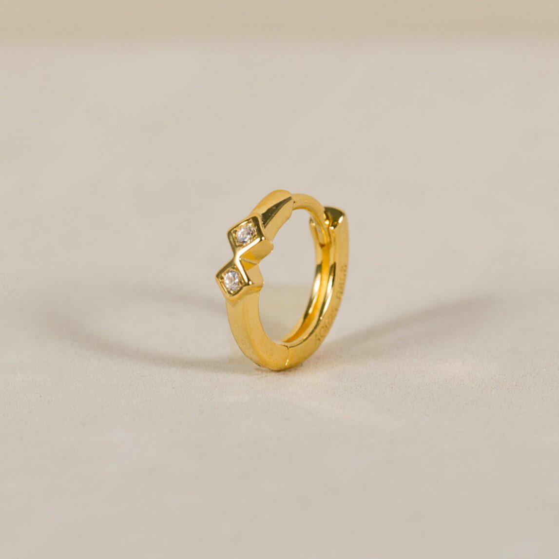 El mini aro Sofía es uno de los piercing de oreja más vendido de Darwin Collection, un aro pequeño de oro con circonitas blanca perfecto para tus piercings.