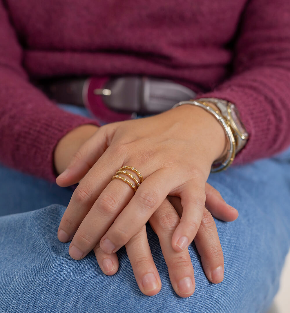 Anillo Bambú circonitas