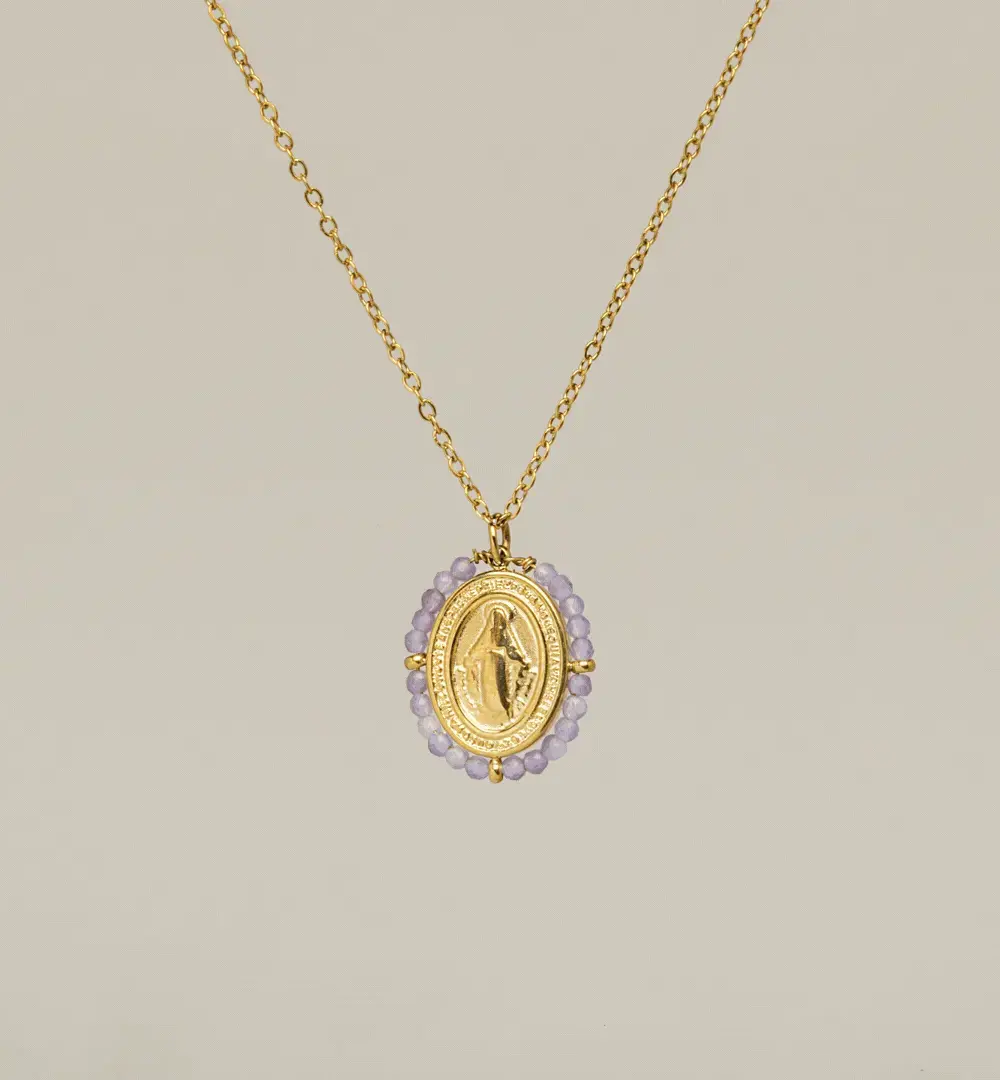 Gif. Medalla Virgen Milagrosa de piedras