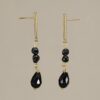Pendientes Cuna en acero dorado con ónix negro. Elegantes, ligeros y waterproof. Perfectos para eventos o tu día a día con estilo.
