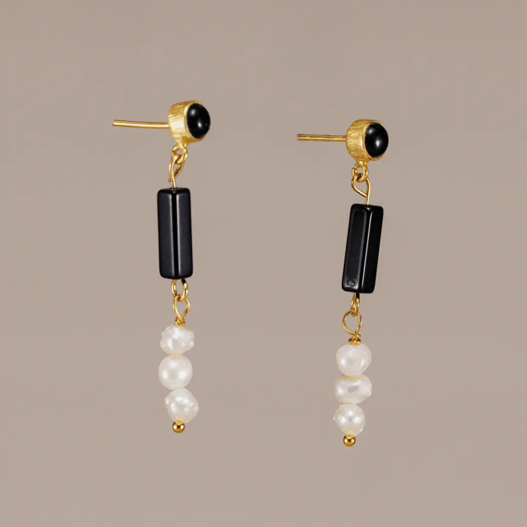 Pendientes oro plata con baño y piedra natural Teen