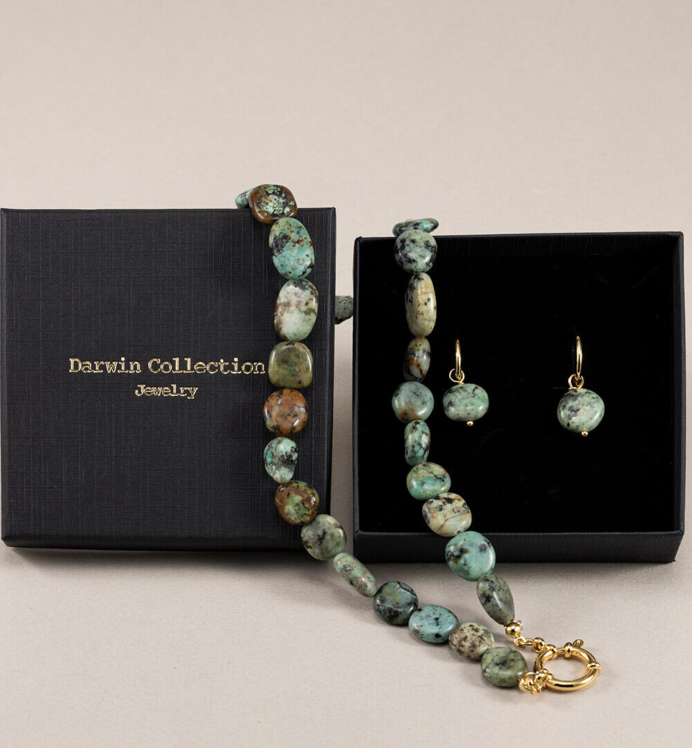 Pack collar y pendientes turquesas