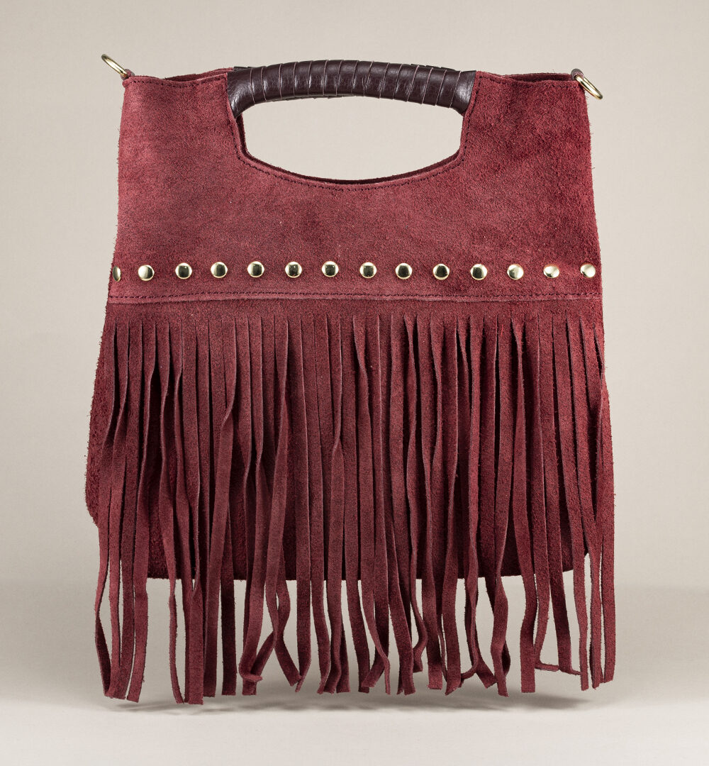 Bolso flecos burdeos