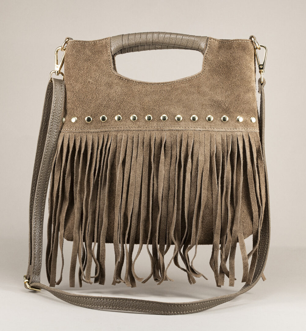 Bolso flecos taupe