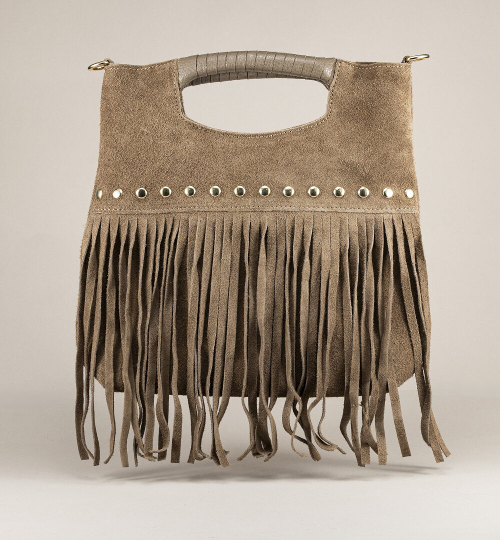 Bolso flecos taupe