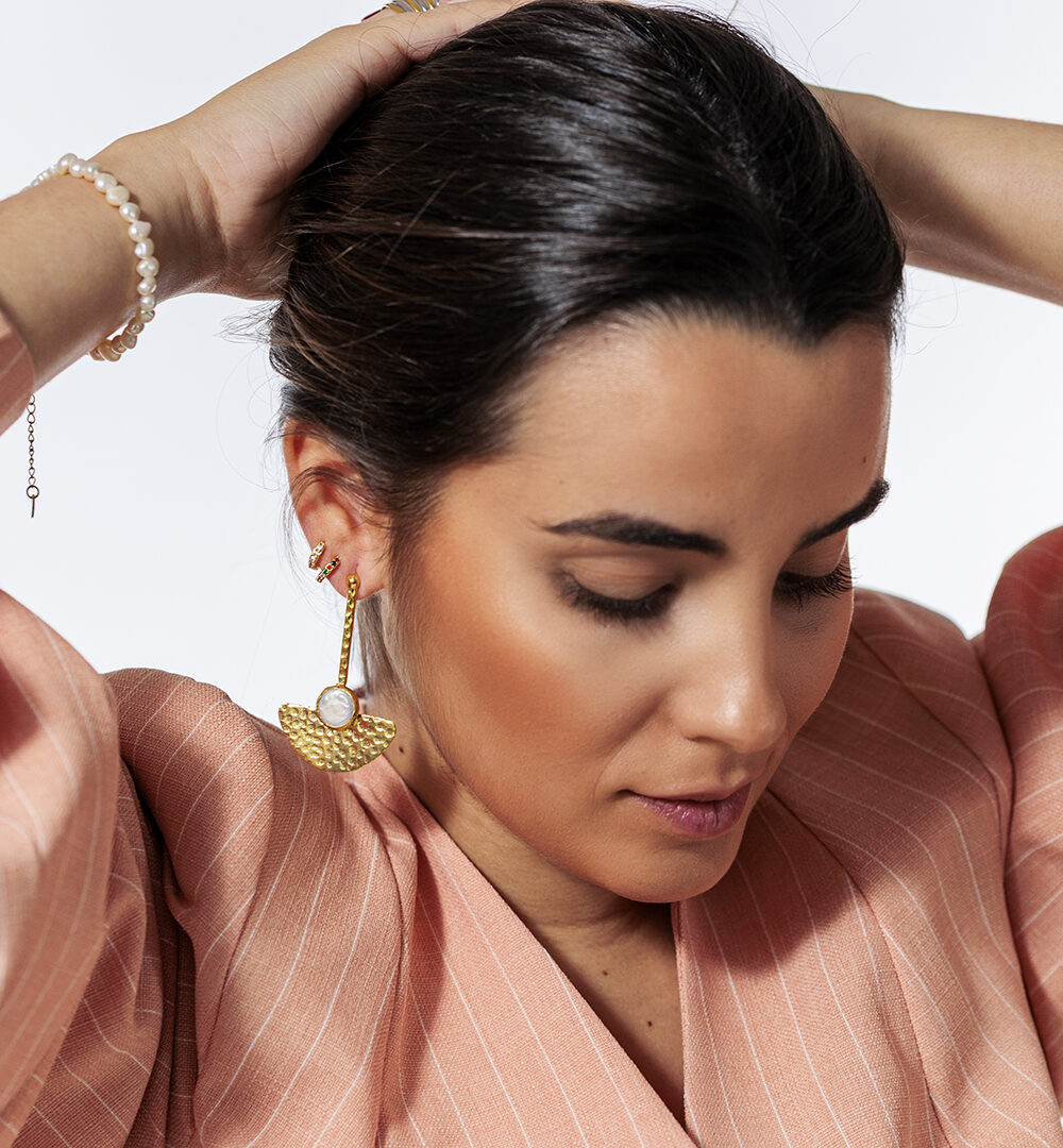 Pendientes oro Abanico