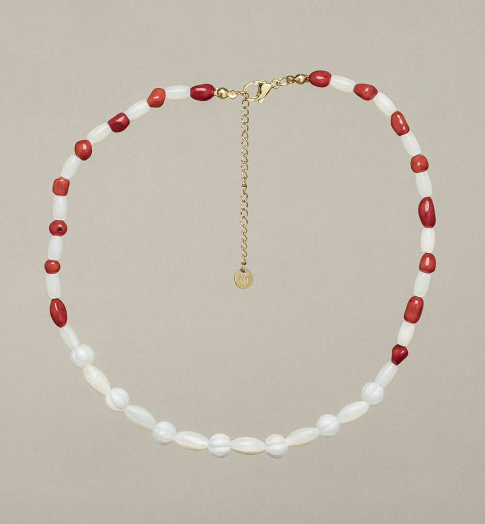 Collar Coral blanco y rojo