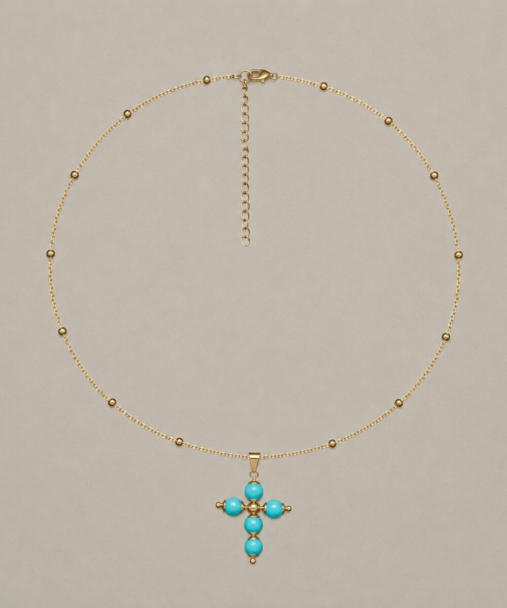 Collar cruz Turquesa