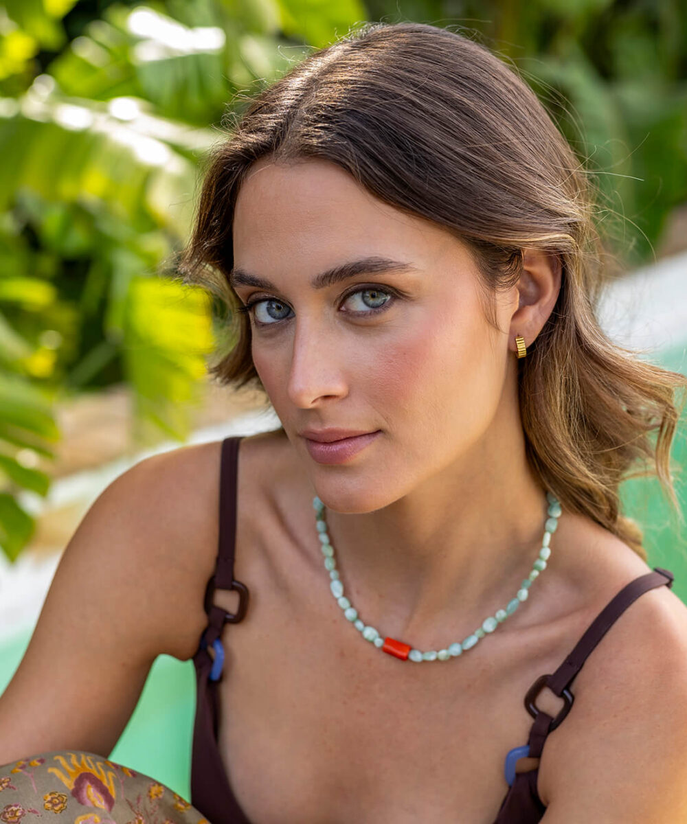 Collar piedra natural Caribe coral