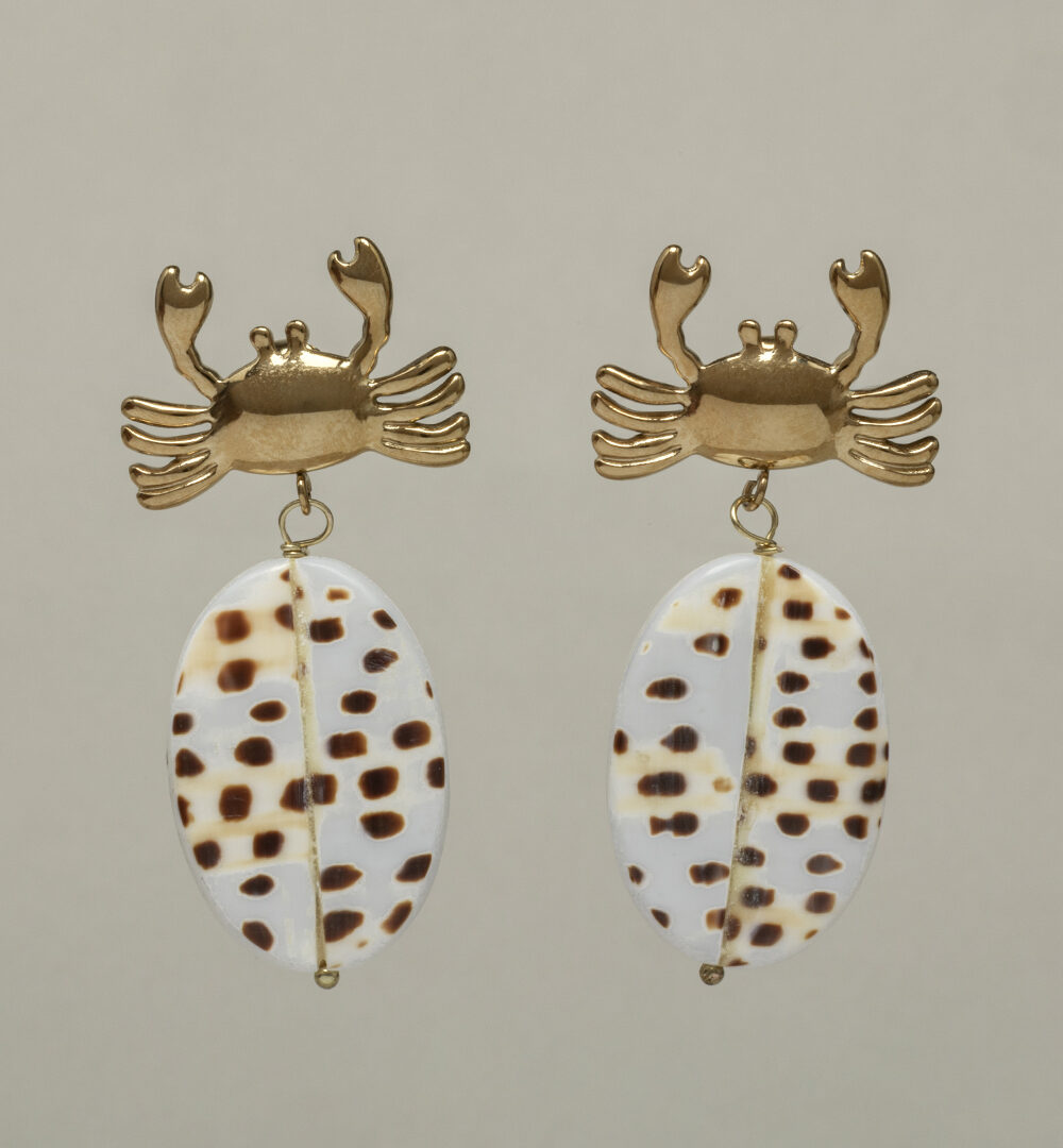 Pendientes Cangrejo Dorado Concha