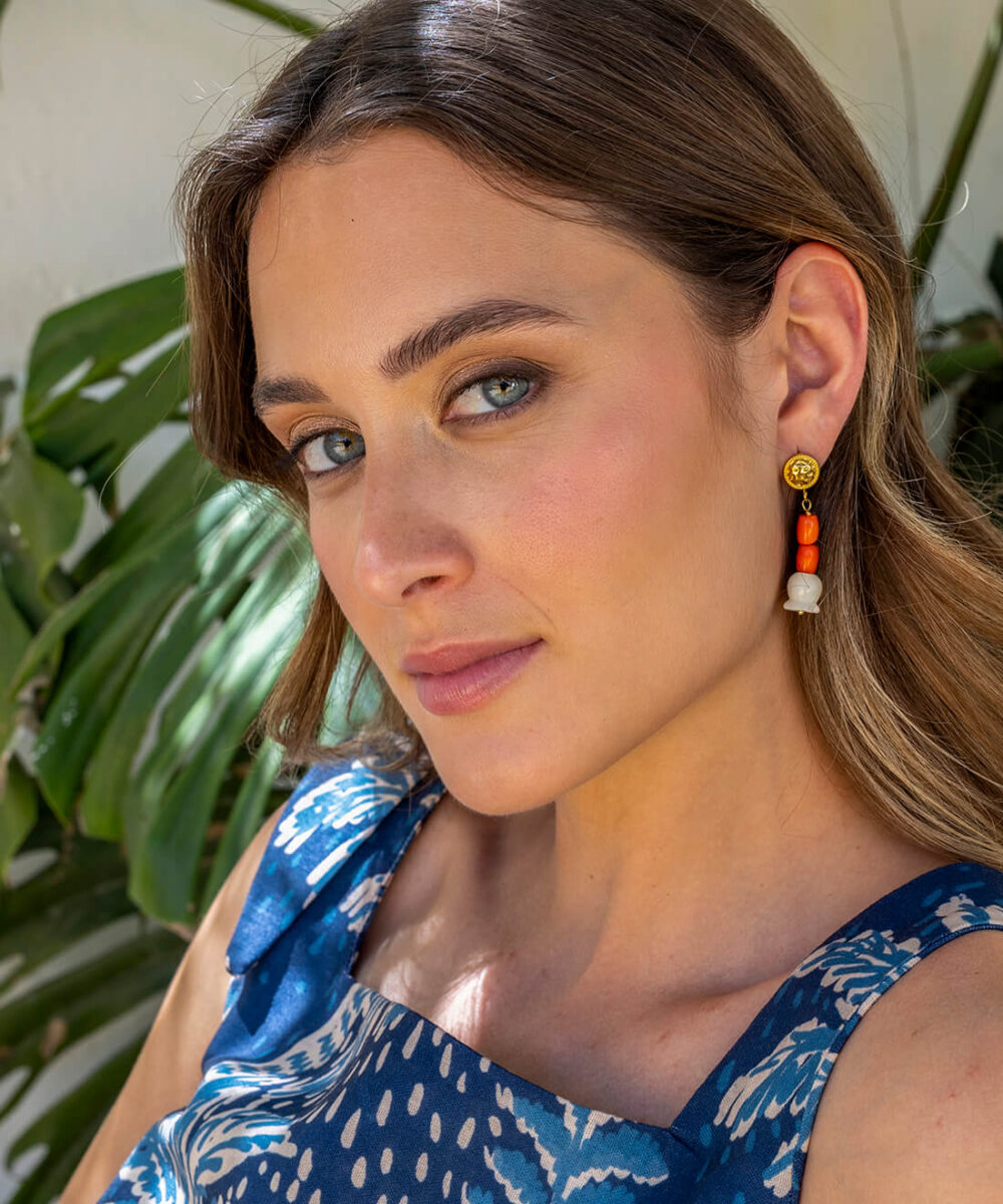 Pendientes Medusa con coral