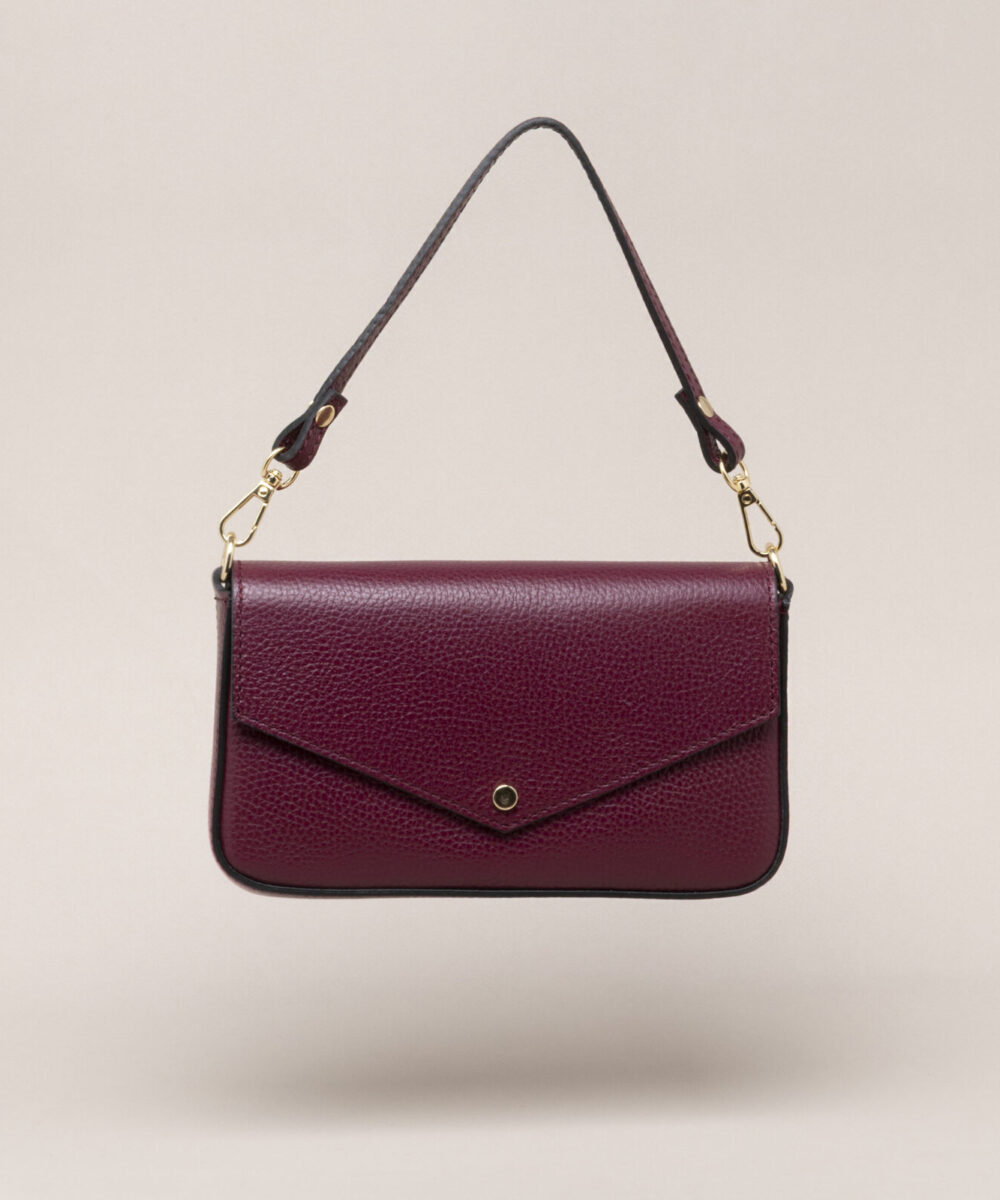 Bolso de piel burdeos Matilda 3 en 1